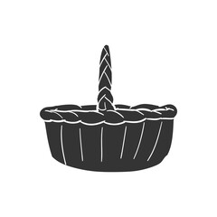 Basket Icon Silhouette Illustration. Farmer Vector Graphic Pictogram Symbol Clip Art. Doodle Sketch Black Sign.