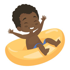 afro boy in float