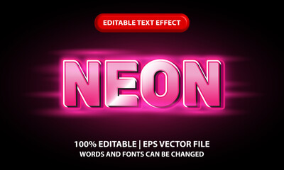 Neon Editable 3D Text Effect Template - Neon Glow Font Style