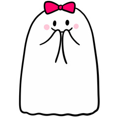 Cartoon cute white ghost in Halloween clipart.