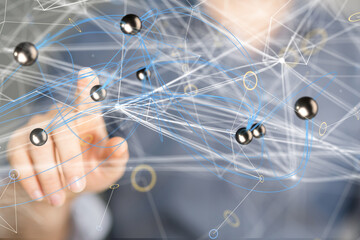 Global network. Blockchain. 3D illustration. Neural networks and artificial intelligence. Abstract