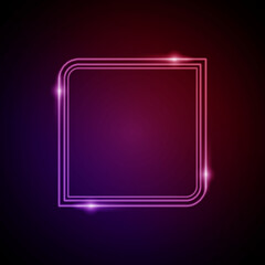 Neon Frame with Glow. Electronic Luminous Square Frame in Red Colors, for Entertainment Message or Promotion Theme on Dark Background