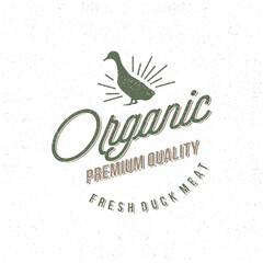 duck vector in vintage style for fresh duck meat production logo