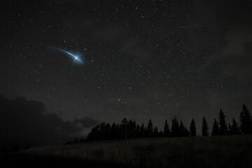 Beautiful view of shooting star in night sky