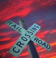 Rail Road Crossing at dusk 