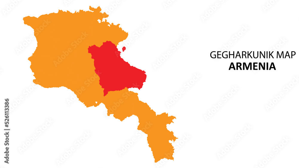 Sticker Gegharkunik State and regions map highlighted on Armenia map.