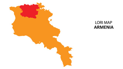 Lori State and regions map highlighted on Armenia map.