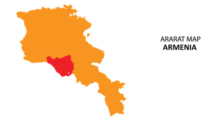 Ararat State and regions map highlighted on Armenia map.