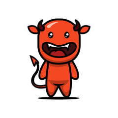 Fototapeta premium Cute kid with devil halloween mascot costume