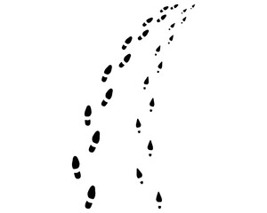 Black trail  of male and female shoes prints, turn right or left 