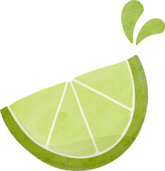 Watercolor slice of lime