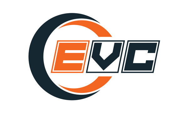 EVC three-letter circle logo design. custom font logo vector template | abstract logo | word mark logo | letter mark logo | business logo | minimalist logo | font logo |