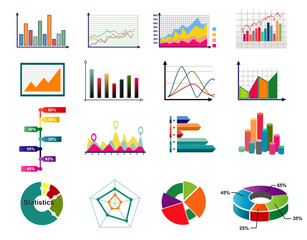 statistic diagram chart colorful. diagram chart graph elements vector business infographic diagram data template. colorful diagram and chart icons.
