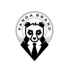 Sharp-Eyed Panda in a Suit Logo Template