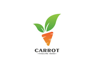 Carrot Logo. Geometric shape Carrot Isolated on White Background. Usable for Vegetables, Business and Branding Logos. Flat Vector Design Template Element