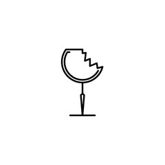 crushed goblet glass icon on white background. simple, line, silhouette and clean style. black and white. suitable for symbol, sign, icon or logo