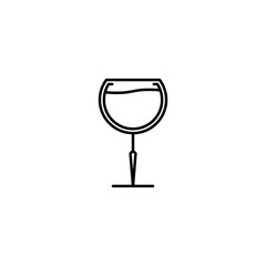 goblet glass icon with full filled with water on white background. simple, line, silhouette and clean style. black and white. suitable for symbol, sign, icon or logo