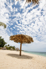 Caribbean beach with crystal clear sea and sand. Relaxation and tourism in the Caribbean. Beach...