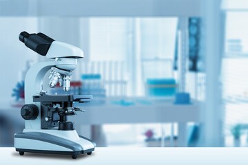 Modern Medical Research Laboratory with Microscope on the Desk. Scientific Lab Biotechnology Development Center of High-Tech Equipment, Technology.