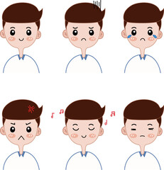 Set of cartoon avatar in various emotion.