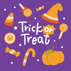 Trick or Treat Halloween candy element.