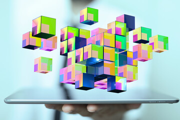 Big data and artificial intelligence concept. Machine learning and cyber mind domination