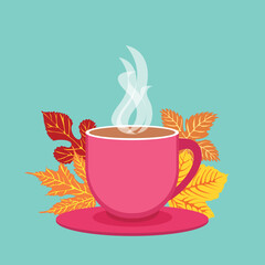 Coffee cup icon, isolated background. A teacup. Hot coffee drink. Vector.
