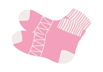 Cotton and woolen socks. Stylish clothing items. Vector knitwear trendy sock collection