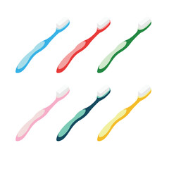 Toothbrush emoji vector illustration set