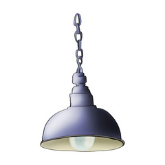 Hanging lamp or ceiling lamp. Interior and decor of a home or office. Cartoon illustration on a white background