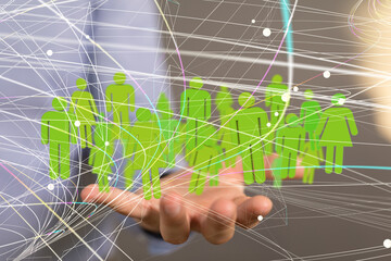 Global network. Blockchain. 3D illustration. Neural networks and artificial intelligence. Abstract