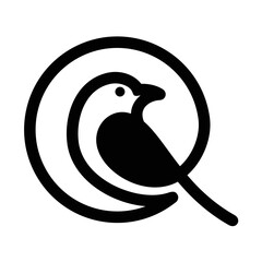 letter Q . bird logo