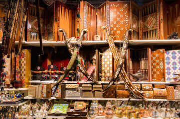 ISTANBUL TURKEY, January 2022. Different souvenirs at the Grand Bazaar.