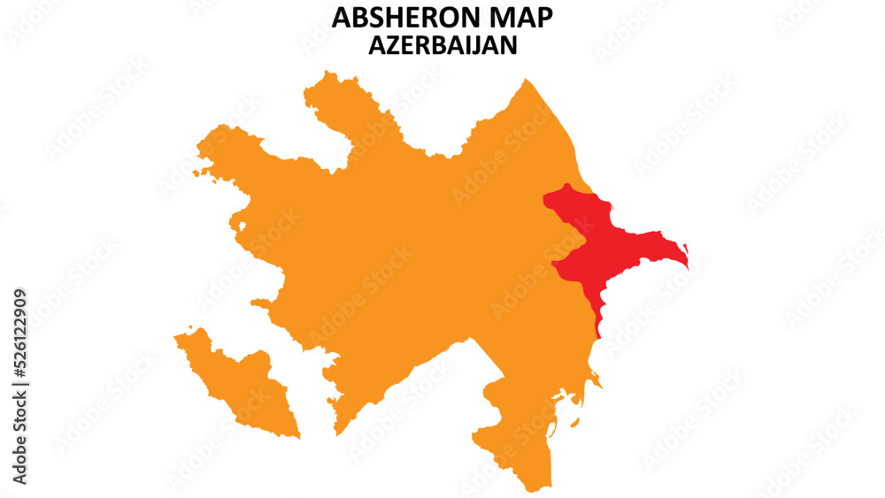 Sticker Absheron State and regions map highlighted on Azerbaijan map.