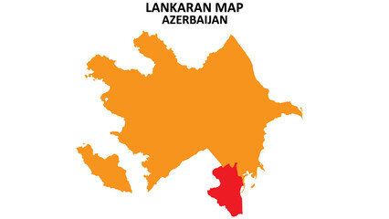 Obraz premium Lankaran State and regions map highlighted on Azerbaijan map.