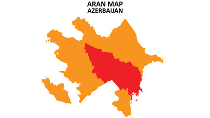Aran State and regions map highlighted on Azerbaijan map.