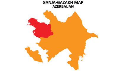 Ganja-Gazakh State and regions map highlighted on Azerbaijan map.