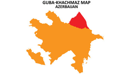 Guba-Khachmaz State and regions map highlighted on Azerbaijan map.