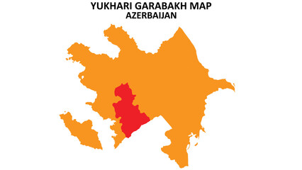 Obraz premium Yukhari-Garabakh State and regions map highlighted on Azerbaijan map.