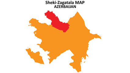 Sheki-Zagatala State and regions map highlighted on Azerbaijan map.