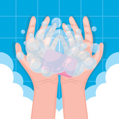 hands washing with water