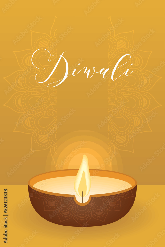 Sticker diwali lettering postcard