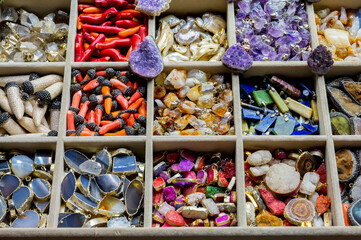 ISTANBUL TURKEY, January 2022. Different souvenirs at the Grand Bazaar.