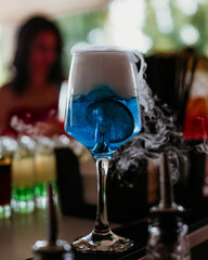 A glass of Blue Lagoon.