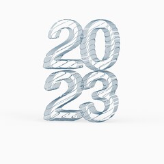 year 2023. 3D illustration numbers isolated white background