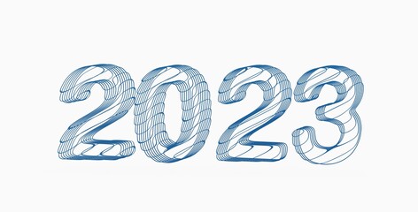 year 2023. 3D illustration numbers isolated white background