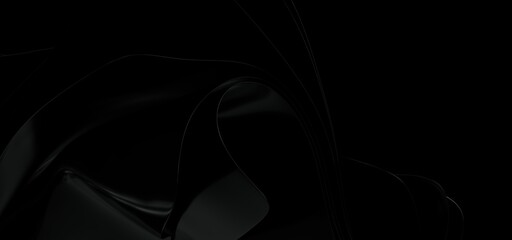 Abstract background with beautiful fancy patterns of black paint. Black cloth or liquid form.