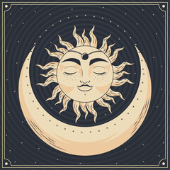 sun and crescent moon