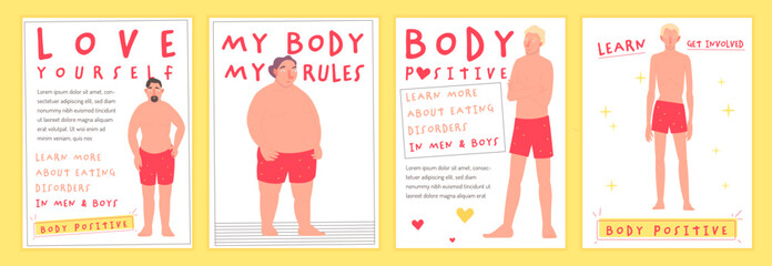 We are perfect. Diverse people posters. Vector illustration