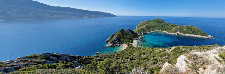 Fototapeta na wymiar Porto Timoni beach, double beach paradise in Corfu, Ionian island, Greece, Europe